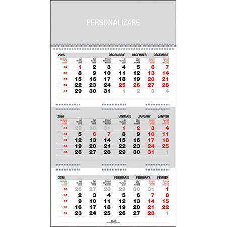 Calendar Triptic Pliat
